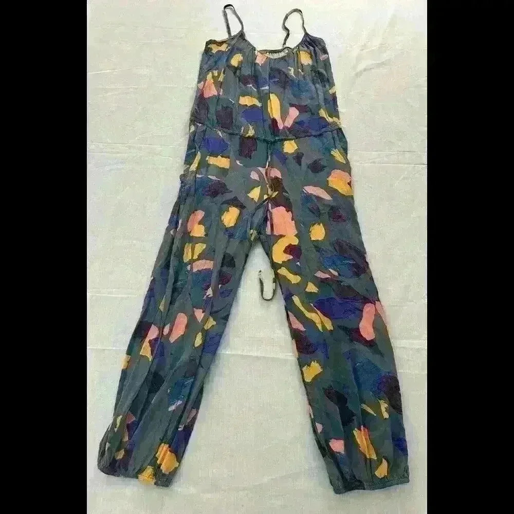 Tysa  Jumpsuit Size 1 | Abstract Print Drawstring Romper | Boho Lounge Festival